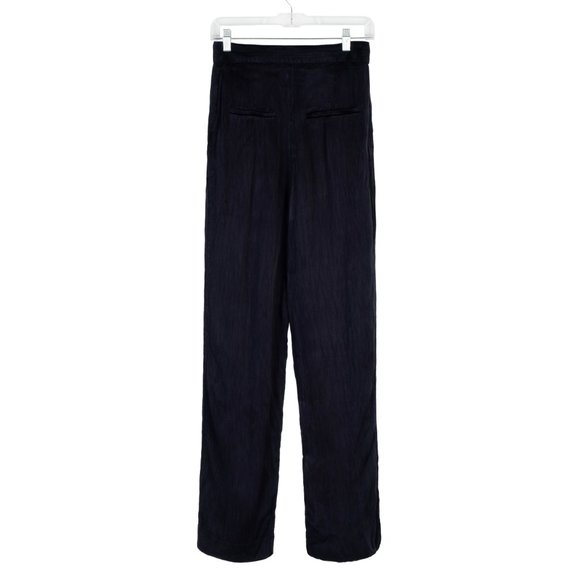 H&M navy silky straight leg casual lightweight trousers Size 4 - Picture 4 of 4